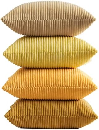Topfinel Green Cushion Covers 18x18 Set of 4 Garden Chair Cushions Soft Corduroy Pillows for Bedroom Scatter Fluffy Sofa Cushions 45x45 CM Home Decoration Modern Livingroom