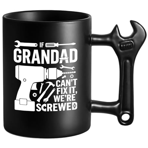 LOZACHE Funny Coffee Mug for Grandad Novelty Ceramic Cup with Wrench Handle Birthday Gift for Fathers Day Cool Gifts for Best Grandfather Christmas