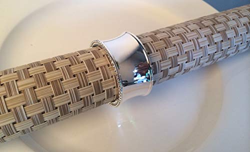 image for Elehere Beaded Napkin Rings Set of 12 Vintage Silver Plated Napkin Hol