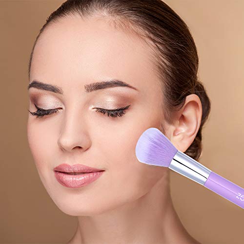 Synthetic Makeup Brushes Set Wish Case Professional Makeup Brushes Travel Set Foundation Brushes Eyeshadow Brushes Concealer Brush Cruelty Free Fiber Makeup Gift Set(Purple Color Travel Makeup Bag) #TOP5
