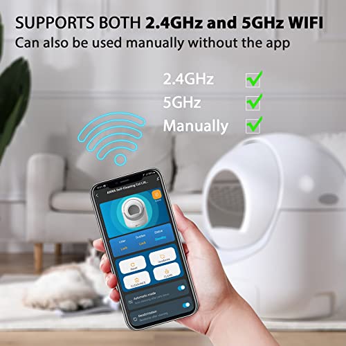 Anwa Self Cleaning Litter Box For Multiple Cats, Both 5Ghz And 2.4Ghz Compatible App Control Automatic Cat Litter Box, Kitty Litter Box Self Cleaning(New Model) #TOP2