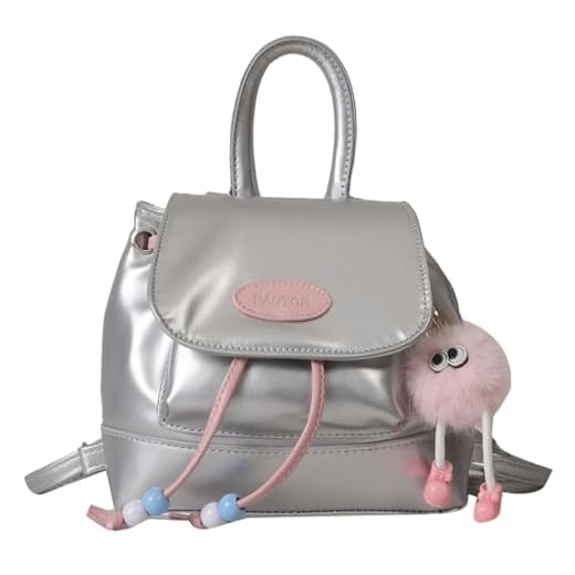 UGPLM Mochila feminina pequena bolsa bolsa de couro do plutônio bolsa de viagem daypack para viagens de férias aniversário rua adolescentes, Prata