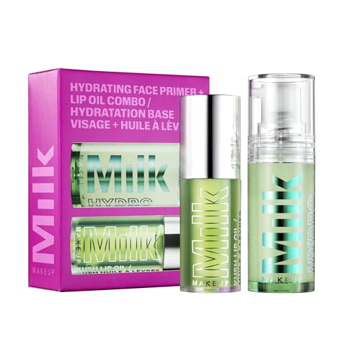 Milk Makeup Mini 12HR Hydro Grip Primer + Full Size KUSH Lip Oil Gift Set – Hydrating Face Primer + Clear Lip Gloss – Travel Friendly, All-Day Wear
