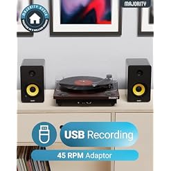 Lecteur de disques vinyles avec entrée et Sortie Bluetooth | Cartouche de qualité supérieure | Enregistrement USB | Haut-parleurs stéréo intégrés AUX, RCA | Tapis de Protection Inclus | MAJORITY Moto - Les Beatles, Paul McCartney, John Lennon, RIngo Starr, George Harrison Lecteur de disques vinyles avec entrée et Sortie Bluetooth | Cartouche de qualité supérieure | Enregistrement USB | Haut-parleurs stéréo intégrés AUX, RCA | Tapis de Protection Inclus | MAJORITY Moto – Image 5