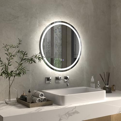 ExBrite 600 mm Round Bathroom Mirror with LED Light, Bathroom Light Mirror Wall Mounted Makeup Vanity Mirror with Anti-Fog, 3 Colors Dimmable, Memory Function, Horizontal/Vertical - Cosy Home Interiors ExBrite 600 mm Round Bathroom Mirror with LED Light, Bathroom Light Mirror Wall Mounted Makeup Vanity Mirror with Anti-Fog, 3 Colors Dimmable, Memory Function, Horizontal/Vertical - Image 8