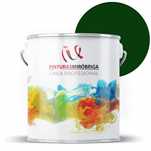 Pinturas Mirobriga Esmalte Antioxidante Color Verde Carruaje Ral 6009, Secado Rapido, Directo sobre metal, proteccion de superficies de hierro y madera. Acabado Brillante. Envase de 4Lt.