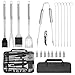 AWOOM 20 Stücke BBQ Grillbesteck Set aus Premium Edelstahl | Grillzubehör mit Grillzange, Wender, Bürste & Spießen | Grillset mit Grillkoffer und Korkenzieher für Männer, Garten Camping & Grillpartys