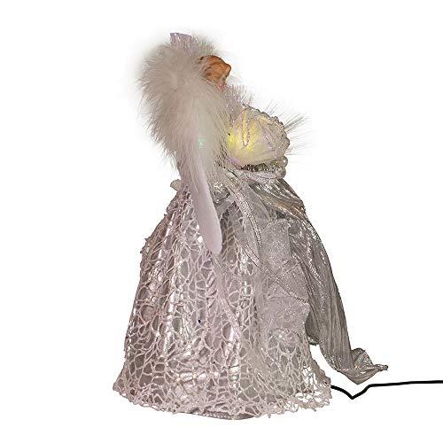 Kurt S. Adler Kurt Adler 12-Inch Cul Fiber Optic Led Silver Angel Treetop Tree Topper, Multi #TOP3
