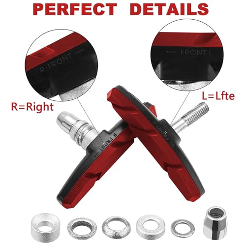 TUHDWJ 2 works V Bike Brake Pads, 70mm V Brake Blocks, Bicycle Brake Blocks Set including Hex Nuts and Spacer - Image 2