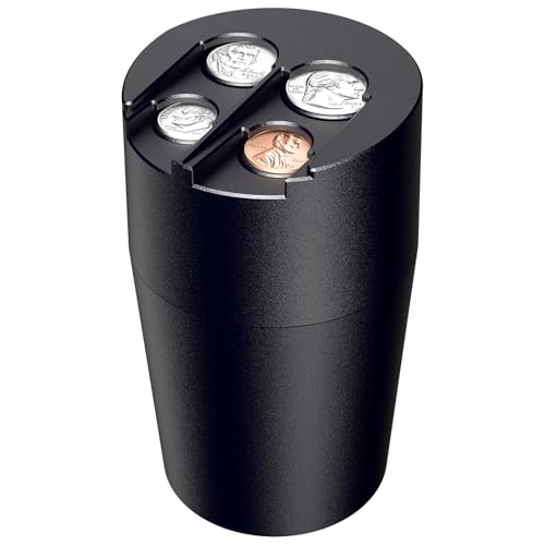 Zeyitian Coin Holder for Car 250-Coin Capacity Change Coin Holder Coin Organizer for Most Car Dispenses Pennies Quarters Dimes Nickels (Black 1Pack)