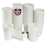 100 Gobelets en Carton Jetable de 200 ml / 7 blanc oz pour Café et Autres Boissons, verres carton jetables