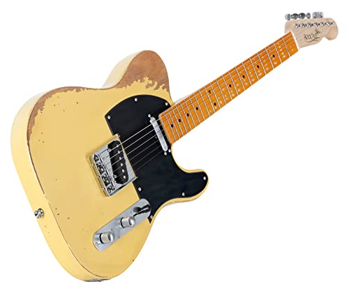 Rocktile Vinstage TL-HMBB gitara elektryczna – gitara relikowa w stylu wiekowym – korpus: mahoń – podstrunnica/gryf: klon – 2 x przetwornik Single Coil – osprzęt vintage – Vintage Blonde