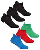 Undercover Kindersocken für Jungen und Mädchen, griffig, Baumwolle, rutschfest, niedrig geschnitten, 6 oder 12 Paar, 6 Paar - Schwarz/Blau, 6-9