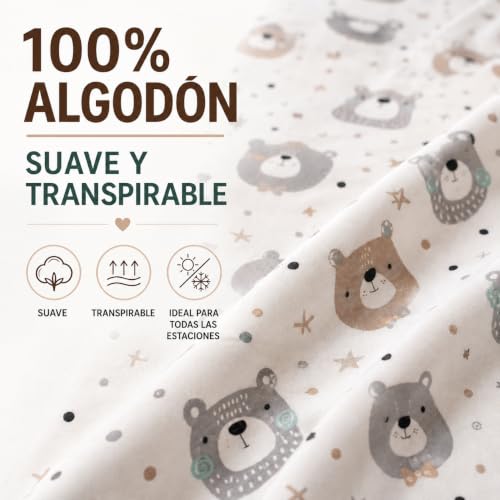 Miniatura 4 de Flyideas Juego De Ropa De Cama Para Bebés 2 Piezas, Funda Nordica 120x150 Cm Y Funda De Almohada 40x60 Cm 100 Algodon Certificado, Hecho In Eu