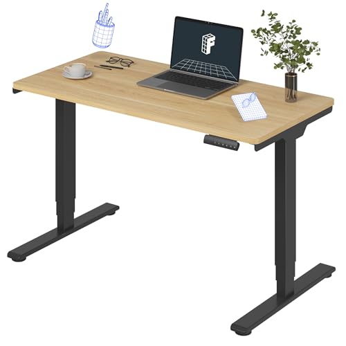 Image of FLEXISPOT E6 3-Stage Dual Motor Electric Standing Desk 48 x 24 Sit Stand Up Desk, Holds 220 lbs, Adjustable Height w /Memory Presets, One-Piece Maple Desktop & Black Frame, Ships in 2 Boxes