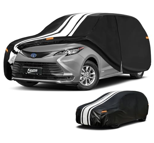 Image of Kayme Heavy Duty Car Cover Custom Fit for Toyota Sienna (1997-2026) | Waterproof All Weather for Automobiles, Gift with Tape /Towel /Bag, Outdoor Full Exterior Cover Rain Snow Sun UV Protection.