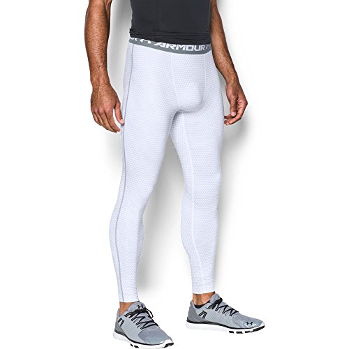 Under Armour Men's HeatGear Armour Printed Compression Leggings, White/Steel, XX-Large
