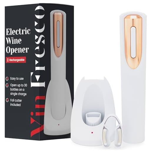 Vin Fresco Electric Wine Opener with Charging Base & Foil Cutter - Automatic Wine Bottle Opener - Electric Corkscrew Wine Opener - Electric Wine Bottle Opener Rechargeable Wine Gift for Wine Lovers