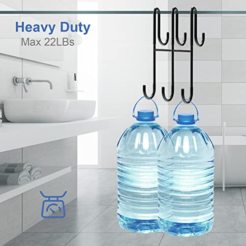 Bpb Over Shower Door Hooks - 2 Pack Double Over Glass Hooks Extended 7.5Inch Bathroom Hook Drilling-Free Hanger For Hanging Towel, Robe, Loofah, Squeegee (Black) #TOP6