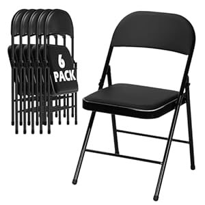 6 Pack Black Folding Chairs with Pa...