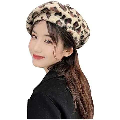 Clecibor Leopard Print Soft Knit Beret Warm Fashion Painter Hat Cap Multi Cover