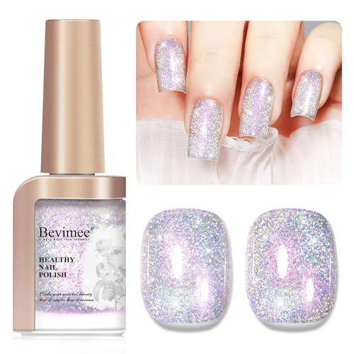 Silver Glitter Nail Polish Quick Dry, Sparkle Shimmer Nail Polish