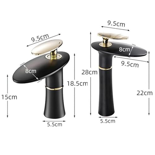 Robinet cascade de salle de bain à levier unique mitigeur noir - 7
