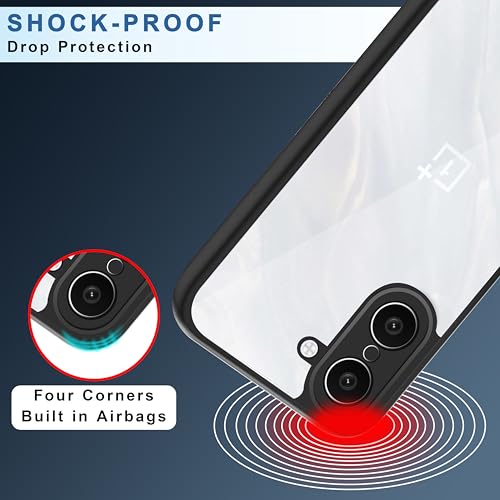 Image of CEDO Backcover for OnePlus Nord CE5 / CE 5 (5G) | Camera Protection Bump Shockproof Edge | Ultra Hybrid Transparent Acrylic Clear TPU+PC Hard Backcase Cover (Black)