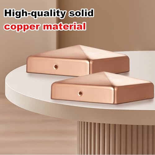 Tandefio 4 Pcs 6x6'' Solid Copper Post Caps Fence Pyramid Decking Caps with Screw for Metal Wood Cedar Fence Deck Corridors Mailbox Posts End Cover by Tandefio - Image 4