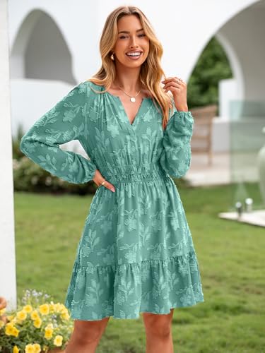 Image of BerryGo Womens Long Sleeve Mini Dress Casual A Line Flowy Loose Vacation Party Babydoll Fall Short Dresses with Pocket