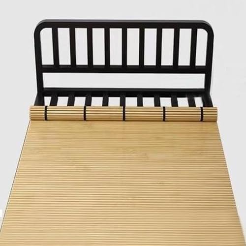 Rollable Floor Mattress Frame，Bamboo Slatted Bed Mat Folding Roll up Bed Base with Waist Protector Wood Hard Bed Frame Summer Cool Sleeping Mats Customizable (1.2x1.5m)