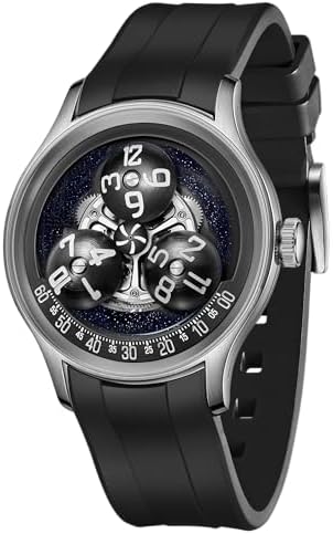 OBLVLO Original Trisome Star Trek Mechanical Automatic Men Watch Designer Planet Sub-dial Super Luminous Rubber Waterproof Wristwatch BLM-TRISOME