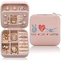 Swimming Gifts for Women Jewelry Box, Swimming Team Gifts Swim Coach Teacher Gifts for Female, Swim Jewelry Case Organizer for Swimmers Accessories Stuff