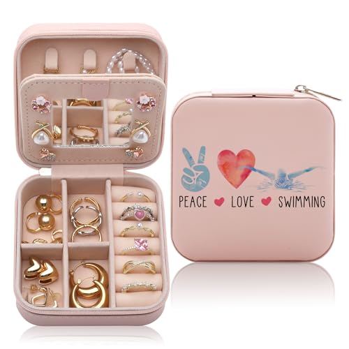 CEASQVAA Swimming Gifts for Women Jewelry Box, Swimming Team Gifts Swim Coach Teacher Gifts for Female, Swim Jewelry Case Organizer for Swimmers Accessories Stuff