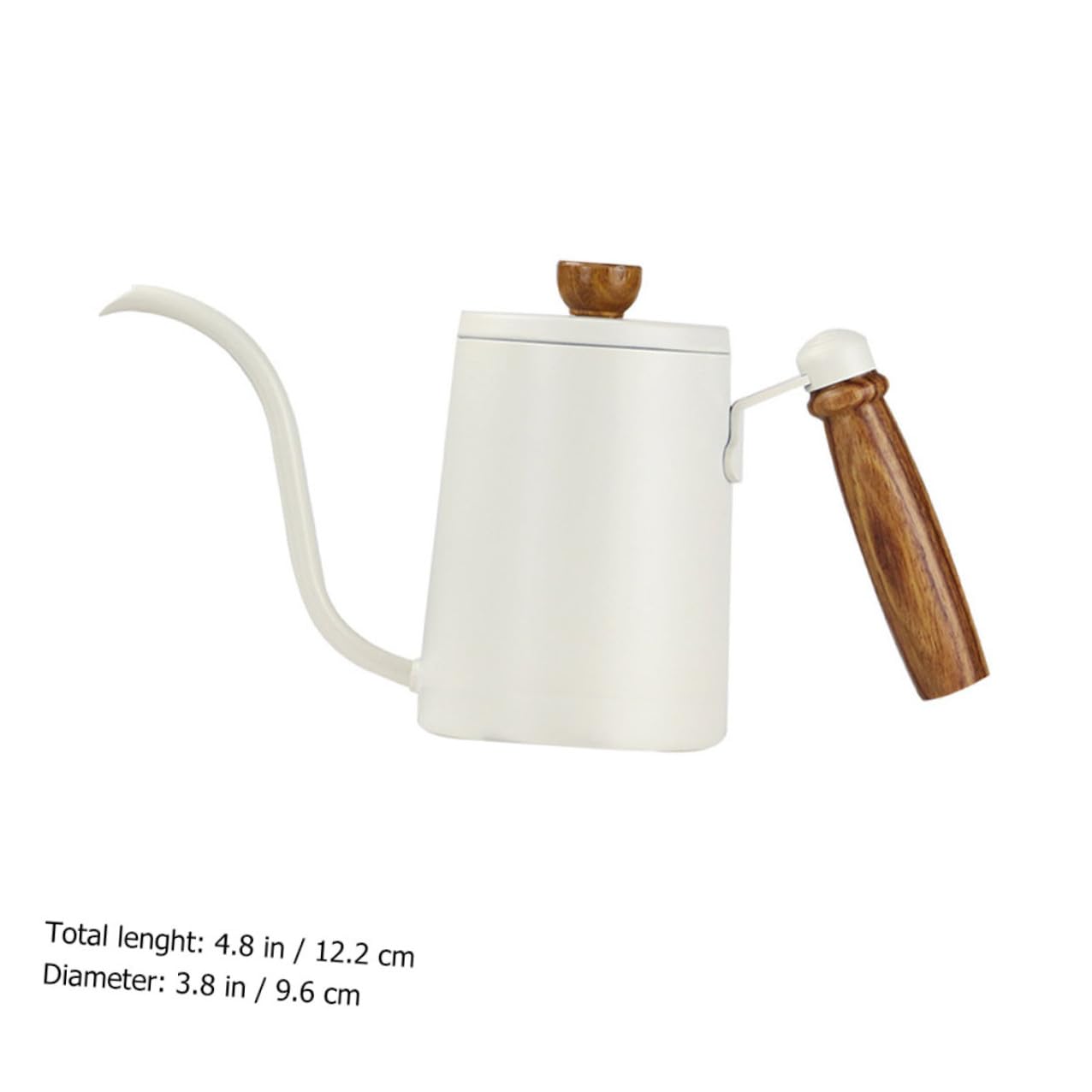 Alipis Bollitore in Legno Massello Beccuccio lungo 600ml per Caffè in Acciaio Inox Manico Ergonomico Antiscivolo per Uso Interno e Ufficio