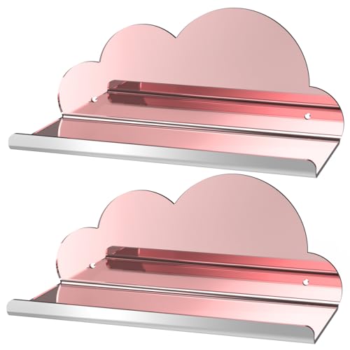 NiHome 2-Pack Rose Gold Mirror Finish Cloud-Shaped Acrylic Floating Shelves