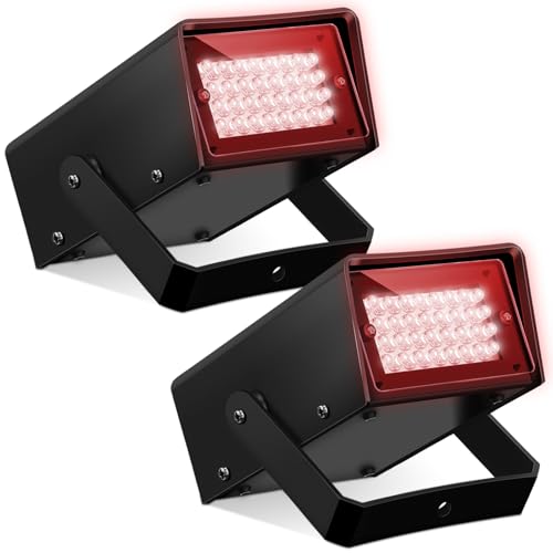 Treela 2 Pack LED Strobe Lights Mini Stage Party Outdoor, Red, 32 LED