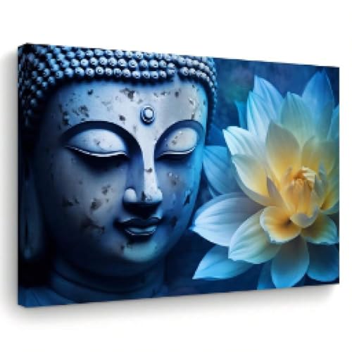 Lotus et Bouddha indigo affiche maison cadre photo salon tableau zen