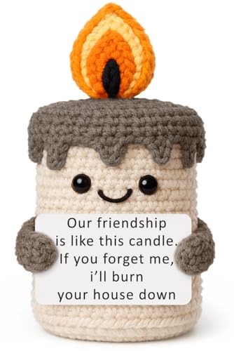 YUEYUQIU Funny Best Friend Birthday Gifts for Women Men, Handmade Crochet Candle Decor, Sarcastic Friendship Presents for Bestie Sister, Cute Birthday Christmas Gag Gift, Dark Humor Desk Accessories