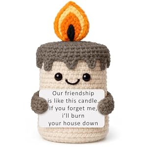 YUEYUQIU Funny Best Friend Birthday Gifts for Women Men, Handmade Crochet Candle Decor, Sarcastic Friendship Presents for Bestie Sister, Cute Birthday Christmas Gag Gift, Dark Humor Desk Accessories