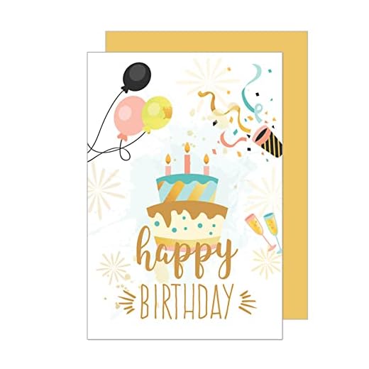 Edition Seidel tarjeta de cumpleaños de primera calidad con repujado en oro fino y sobre - tarjeta de felicitación de cumpleaños para hombres y mujeres (G2650 SW022)