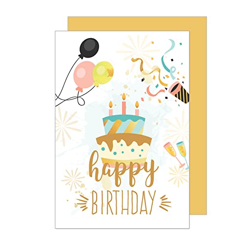 Edition Seidel Carte d'anniversaire exclusive de qualité supérieure avec gaufrage doré fin et enveloppe - Carte de vœux d'anniversaire - Happy Birthday - Pour homme et femme (G2650 SW022)