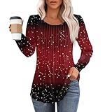 Blusas De Mujer Elegantes Camiseta Algodon Mujer Manga Larga Camiseta Algodon Mujer Manga Larga Ropa Talla Grande Mujer Blusas Elegante Fiesta Mujer Camiseta Navidad Camiseta Rojo 2XL