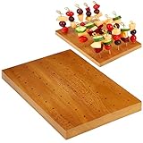 Wooden Food Skewer Holder Pick Stand and Display Holder Catering Appetizer Fruit Skewer Stand Food Display Rectangular Board with Holes for Catering(11.42 x 7.87 Inch,Rectangle Style)