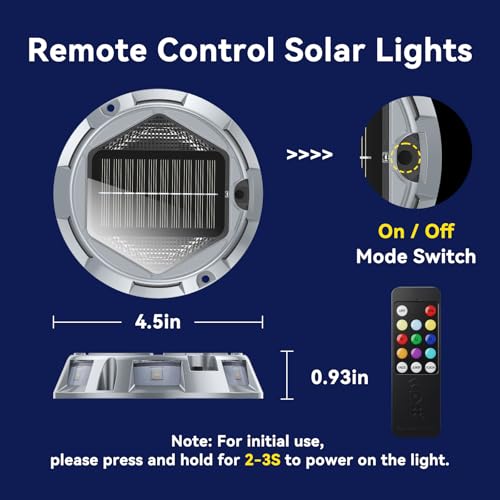 AGPTEK Round 12 Modes RGB Solar Driveway Lights with Remote Control 12 Pack by AGPTEK - Used condition - Image 8