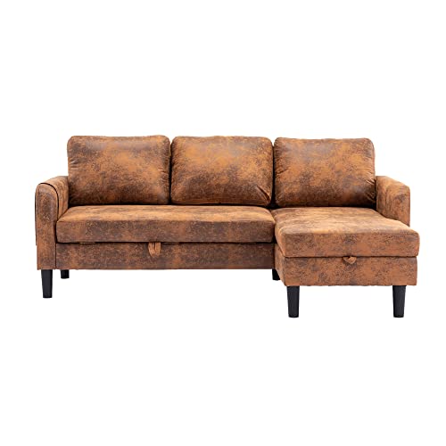 Olela Pull Out Sleeper Sofa Couch,Microfiber Fabric Convertible Sofa Bed L Shape Sectional Sofa With Storage Chaise And Pocket For Living Room (Coffee-Tufted Back) #TOP6