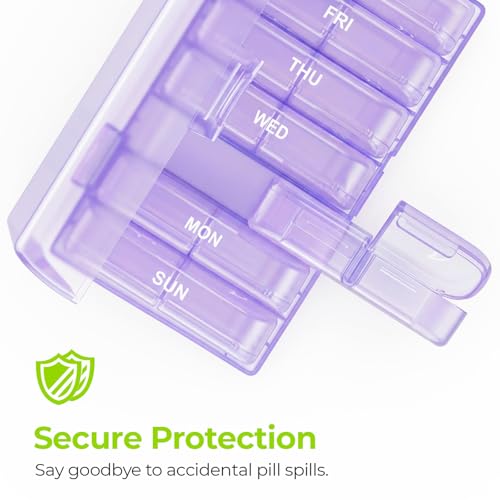 Image of AUVON Weekly Pill Organizer 2 Times a Day, One-Sided Opening, Easy to Use