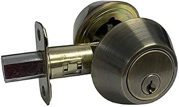 eBuilderDirect Antique Brass Lock Door Lever Handle Entry/Privacy/Passage/Dummy/Deadbolt 835AB Double Cylinder Deadbolt keyed on Both Sides