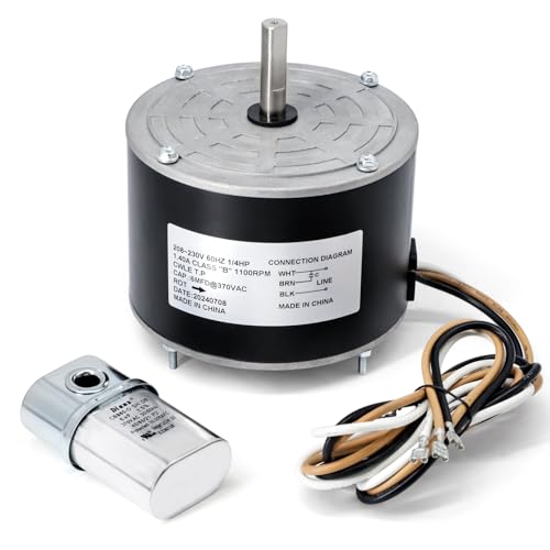 Image of Criditpid AC Condenser Fan Motor Replaces Carrier 5KCP39EGS070S 5KCP39EGY823S, Genteq GE3905, Bryant Payne HC39GE237A HC39GE234A, Dayton 6DLL0, 1 /4HP 1100 RPM 208-230V Condenser Motor with Capacitor.