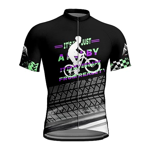 DELIGUO Men's Cycling Jerseys - Summer Tire Pattern Short-Sleeved Cycling Clothing Outdoor Men'S Sports Top Bicycle Mountain Bike Breathable Quick Dry Clothes,As Shown,4Xl